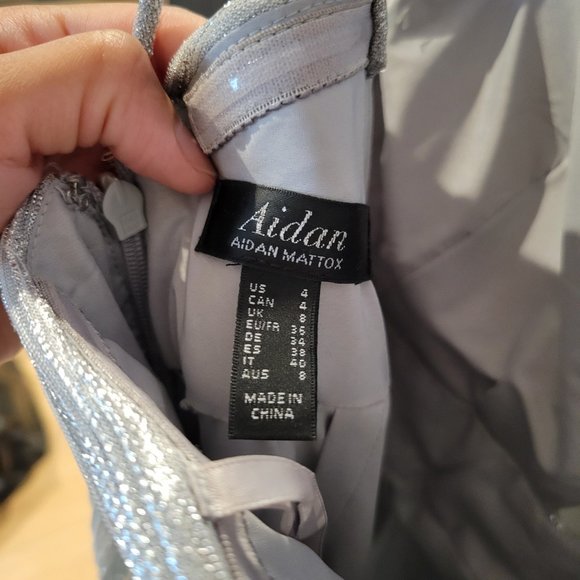 Aidan by Aidan Mattox One-Shoulder Metallic Pleated Gown - Picture 3 of 5